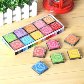 img 2 attached to 🎨 Akak Store Craft Ink Pad Stamps Partner DIY Color, Set of 20 Assorted Color Rainbow Finger Ink Pads for Rubber Finger Printing Stamps on Paper, Wood, and Fabric