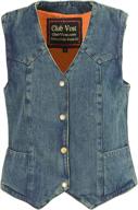 👚 black xx-large women's side lace denim vest with chest pockets - club vest, 1 pack logo