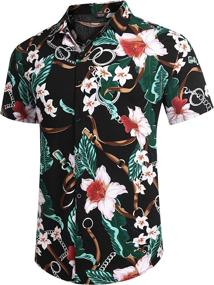 img 1 attached to 🌺 COOFANDY Men's Hawaiian Flower Shirt Set: Casual Button Down Short Sleeve Shirt for a Stylish Summer Look