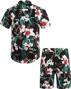 img 2 attached to 🌺 COOFANDY Men's Hawaiian Flower Shirt Set: Casual Button Down Short Sleeve Shirt for a Stylish Summer Look