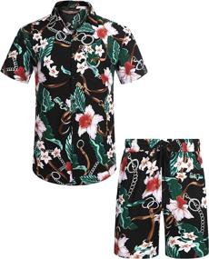 img 3 attached to 🌺 COOFANDY Men's Hawaiian Flower Shirt Set: Casual Button Down Short Sleeve Shirt for a Stylish Summer Look