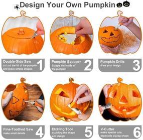 img 1 attached to 🎃 Премиумный Набор для вырезания тыквы на Хэллоуин с чехлом - Инструменты высокого качества из нержавеющей стали для успешной вырезки фонарей Джека