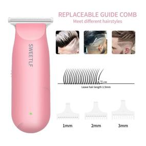 img 3 attached to SWEETLF Mini Hair Clippers: Silent Cordless Trimmer Kit 🔌 with Guide Combs - USB Rechargeable for Men Women Kids (Pink)