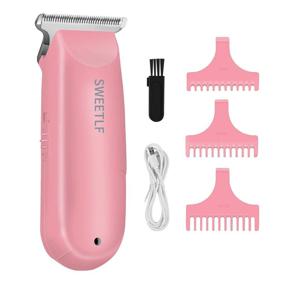 img 4 attached to SWEETLF Mini Hair Clippers: Silent Cordless Trimmer Kit 🔌 with Guide Combs - USB Rechargeable for Men Women Kids (Pink)