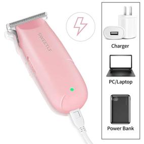 img 1 attached to SWEETLF Mini Hair Clippers: Silent Cordless Trimmer Kit 🔌 with Guide Combs - USB Rechargeable for Men Women Kids (Pink)