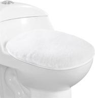 soft plush white toilet lid cover: washable microfiber bath seat cushion for a cozy bathroom experience logo