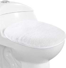img 4 attached to Soft Plush White Toilet Lid Cover: Washable Microfiber Bath Seat Cushion for a Cozy Bathroom Experience