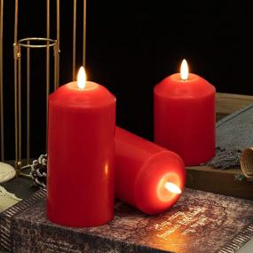 img 3 attached to YHHER Red Flameless Candles Battery Operated LED Candles Set Of 3(D:3&#34