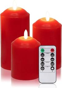 img 4 attached to YHHER Red Flameless Candles Battery Operated LED Candles Set Of 3(D:3&#34