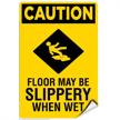 caution slippery hazard sticker inches logo