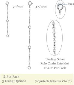 img 3 attached to 🔗 Sterling Silver Chain Extenders for Necklace and Bracelets, Adjustable Length Set - 14K Gold Plated Chain Extenders (2" and 4") - 2 Pack