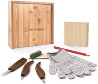 15pcs wood carving kit - complete set of wood carving tools for beginners in woodworking. includes chip carving knife kit and chip wood for whittling logo