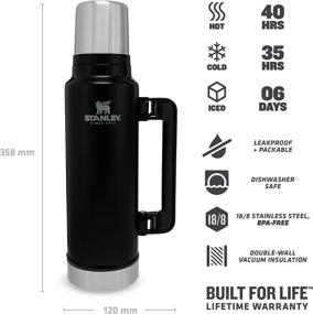 img 2 attached to Stanley Classic Vacuum Bottle 1.4L (Matte Black) - Superior Insulation for Long-lasting Hot or Cold Beverages