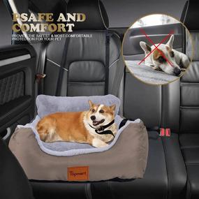 img 1 attached to 🐾 Topmart Dog Car Bed for Small Dogs & Cats - Booster Seat with Seat Belt - Travel Safety & Washable Bed Up to 35 lbs - Car Front & Back Seat - Beige