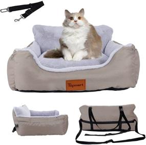 img 4 attached to 🐾 Topmart Dog Car Bed for Small Dogs & Cats - Booster Seat with Seat Belt - Travel Safety & Washable Bed Up to 35 lbs - Car Front & Back Seat - Beige