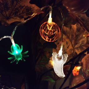 img 1 attached to 🎃 3 Pack Halloween Lights - 30Ft 90 LED Spider Pumpkin Ghost Indoor/Outdoor Decorations - Exclusive Scary Halloween String Lights - Battery Operated (30LED 10FT Each)