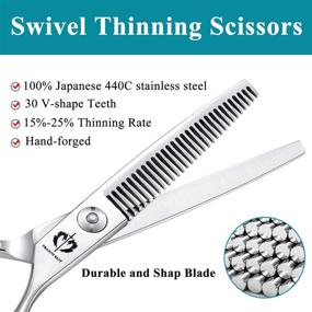 img 3 attached to 🔪 6 Inch Double Swivel Thumb Hair Thinning Shears for Men and Women - Professional Texturizing Scissors for Sharp Hair Thinning