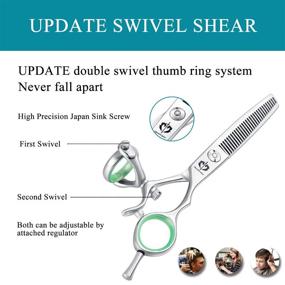 img 2 attached to 🔪 6 Inch Double Swivel Thumb Hair Thinning Shears for Men and Women - Professional Texturizing Scissors for Sharp Hair Thinning