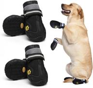 🐾 aokown waterproof dog boots - pet booties for medium to large dogs with reflective straps and anti-slip sole, 4 pcs логотип