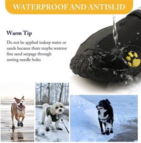 img 1 attached to 🐾 AOKOWN Waterproof Dog Boots - Pet Booties for Medium to Large Dogs with Reflective Straps and Anti-Slip Sole, 4 PCS