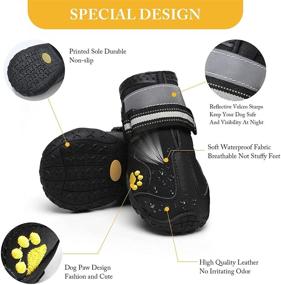 img 2 attached to 🐾 AOKOWN Waterproof Dog Boots - Pet Booties for Medium to Large Dogs with Reflective Straps and Anti-Slip Sole, 4 PCS