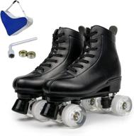 🛼 adult women and men's shiny roller skates - pu leather outdoor/indoor roller skates with shoes bag and tools логотип