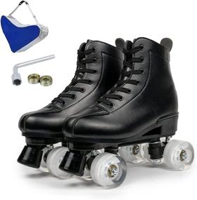 img 4 attached to 🛼 Adult Women and Men's Shiny Roller Skates - PU Leather Outdoor/Indoor Roller Skates with Shoes Bag and Tools