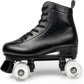 img 3 attached to 🛼 Adult Women and Men's Shiny Roller Skates - PU Leather Outdoor/Indoor Roller Skates with Shoes Bag and Tools