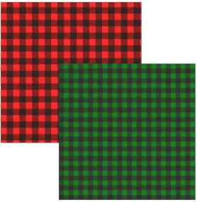 img 4 attached to 👕 EBaokuup 2 Sheet Buffalo Plaid Heat Transfer Vinyl - 12x12 Fabric Iron-on Buffalo Plaid Cloth Sheet, Self Adhesive Craft Printed Sheets for Shirts and DIY Crafts (Red-Black & Green-Black)