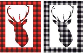 img 1 attached to 👕 EBaokuup 2 Sheet Buffalo Plaid Heat Transfer Vinyl - 12x12 Fabric Iron-on Buffalo Plaid Cloth Sheet, Self Adhesive Craft Printed Sheets for Shirts and DIY Crafts (Red-Black & Green-Black)