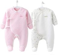 👶 cobroo newborn baby clothes: 100% cotton footies with mitten cuffs for 0-3 months - adorable baby outfits! logo