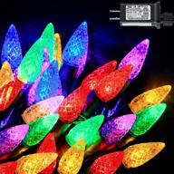 🎄 recesky c3 christmas string lights - 100 led 33 feet outdoor faceted bulb light with 30v adaptor, extendable 8 modes fairy lighting for garden, house, xmas garland, christmas tree decorations, multi color логотип