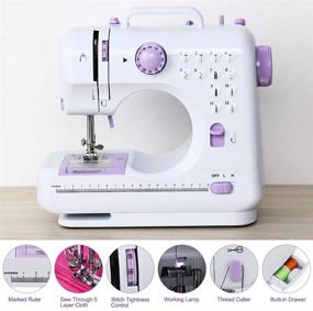 img 2 attached to 🧵 Portable Mini Electric Sewing Machine with 12 Built-in Stitches, LED Light, 2 Speeds, Overlock Function - Ideal for Beginners, Amateurs, Embroidery - Purple