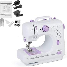 img 4 attached to 🧵 Portable Mini Electric Sewing Machine with 12 Built-in Stitches, LED Light, 2 Speeds, Overlock Function - Ideal for Beginners, Amateurs, Embroidery - Purple