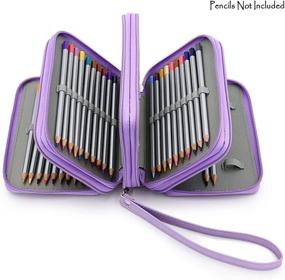 img 2 attached to 🎨 BTSKY PU Leather Colored Pencil Case - 72 Slot Handy Large Pencil Bag for Watercolor & Ordinary Pencils - Purple