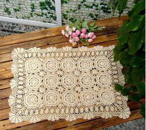 img 3 attached to Damanni Rectangular Handmade Crochet Inch in Beige: Exquisite Craftsmanship for a Touch of Elegance