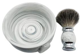 img 4 attached to 🪒 Bicrops Men's Wet Shave Kit - Acrylic Handle Badger Shaving Brush, Ceramic Shaving Soap Bowl, Perfect Gift for Gentlemen - White and Black
