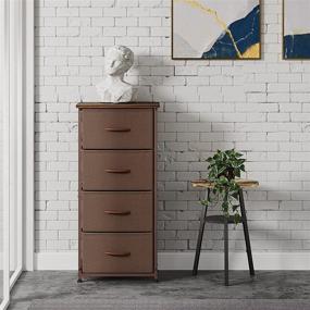 img 3 attached to 🗄️ FEZIBO Fabric Dresser Storage Tower with 4 Drawers - Bedroom Closet Organizer Unit for Entryway, Hallway, Nursery Room - Steel Frame, Wood Top - Easy Pull Handle - Brown