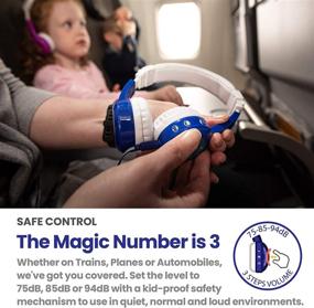 img 1 attached to 🎧 ONANOFF BuddyPhones Inflight: Volume-Limiting Kids Headphones with 3 Settings, Detachable BuddyCable, Mic, Airline Adapter - Blue