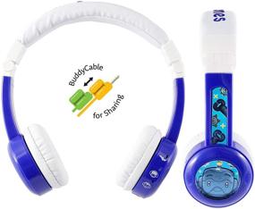 img 3 attached to 🎧 ONANOFF BuddyPhones Inflight: Volume-Limiting Kids Headphones with 3 Settings, Detachable BuddyCable, Mic, Airline Adapter - Blue