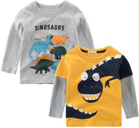 img 2 attached to 🦖 Get your little ones roaring with ROWEY 2 Pack Dinosaur T Shirts - Top-quality boys' clothing in Tops, Tees & Shirts!