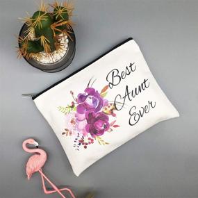 img 3 attached to 💜 Show Your Love with the Best Aunt Ever Gifts: Purple Flower Cosmetic Bag for Christmas, Birthday, or Retirement