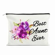 💜 show your love with the best aunt ever gifts: purple flower cosmetic bag for christmas, birthday, or retirement logo