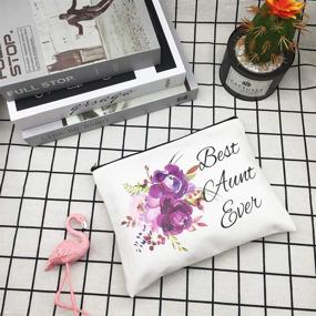 img 1 attached to 💜 Show Your Love with the Best Aunt Ever Gifts: Purple Flower Cosmetic Bag for Christmas, Birthday, or Retirement