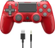 🎮 yccsky wireless game controller for ps4/ps4 slim/ps4 pro console - 1000mah rechargeable battery, ergonomic design, share button, vibration function (red) logo