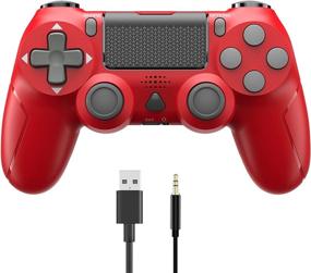 img 4 attached to 🎮 YCCSKY Wireless Game Controller for PS4/PS4 Slim/PS4 Pro Console - 1000mAh Rechargeable Battery, Ergonomic Design, Share Button, Vibration Function (Red)