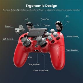 img 1 attached to 🎮 YCCSKY Wireless Game Controller for PS4/PS4 Slim/PS4 Pro Console - 1000mAh Rechargeable Battery, Ergonomic Design, Share Button, Vibration Function (Red)