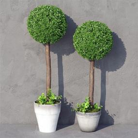 img 2 attached to Barnyard Designs 2.5ft Artificial Boxwood Topiary Ball 🌿 Tree Shrubs - Front Porch Home Decor- Set of 2