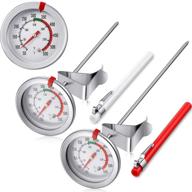 2-piece stainless steel thermometer set - instant read dial, long stem fry thermometer with metal clip and plastic sleeves (7.8 & 11.8 inch) logo