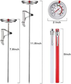 img 3 attached to 2-Piece Stainless Steel Thermometer Set - Instant Read Dial, Long Stem Fry Thermometer with Metal Clip and Plastic Sleeves (7.8 & 11.8 Inch)